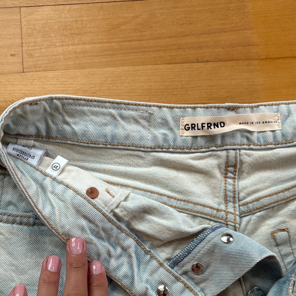 GRLFRND Faded Blue Frayed Denim Shorts - Picture 5 of 9